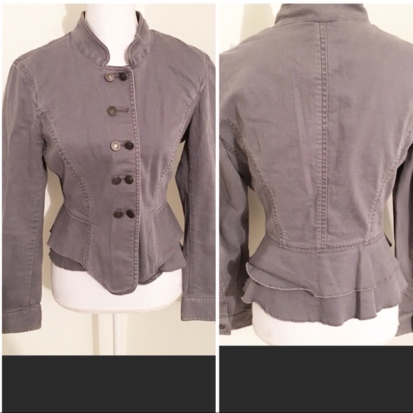 LOFT Jackets & Blazers - LOFT grayish  fitted peplum jean jacket